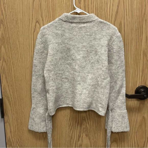 Vero Moda Light Gray Marled Tied Sleeve Sweater - Picture 3 of 3